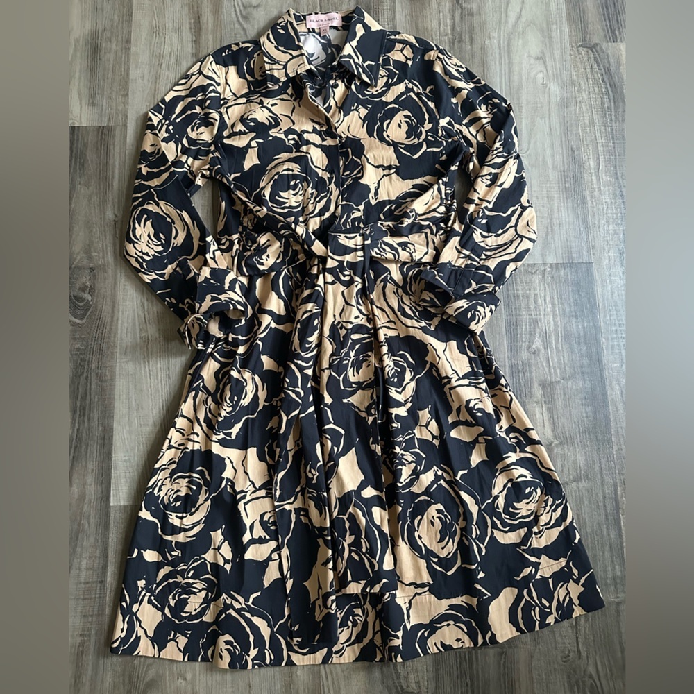 Chico's Black Label Floral Black and Tan Dress